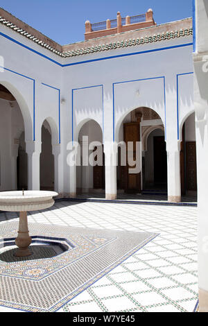 Cour intérieure du palais Bahia à Marrakech, Décor Medina - Maroc Banque D'Images