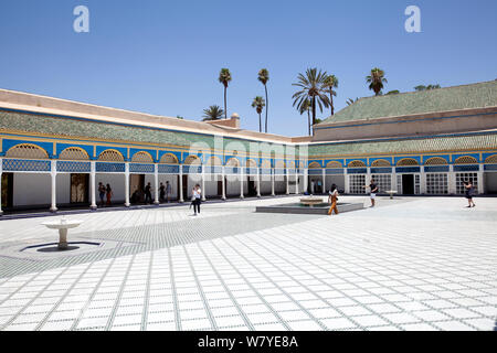 Cour intérieure du palais Bahia à Marrakech, Décor Medina - Maroc Banque D'Images