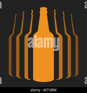 Vector illustration. L'icône du groupe de télévision de bouteilles de bière isolé sur noir. Illustration de Vecteur