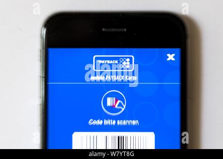 Munich, Allemagne. 07Th Aug 2019. L'app de récupération peut être vu sur un smartphone. Credit : Sina Schuldt/dpa/Alamy Live News Banque D'Images