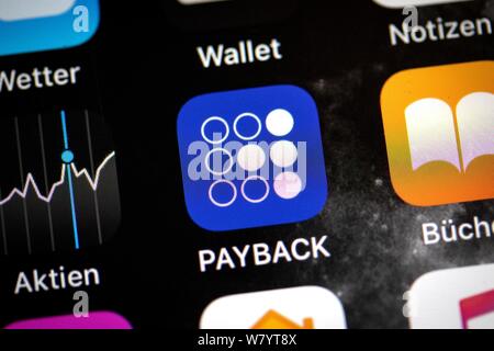 Munich, Allemagne. 07Th Aug 2019. L'app de récupération peut être vu sur un smartphone. Credit : Sina Schuldt/dpa/Alamy Live News Banque D'Images