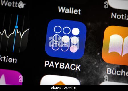 Munich, Allemagne. 07Th Aug 2019. L'app de récupération peut être vu sur un smartphone. Credit : Sina Schuldt/dpa/Alamy Live News Banque D'Images