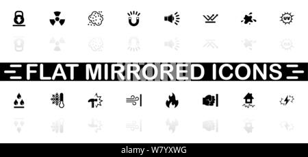 Icônes d'influence - symbole noir sur fond blanc. Simple illustration. Icône vecteur plate. Reflet miroir d'ombre. Peut être utilisé dans logo, web, mobile Illustration de Vecteur