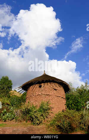 Maison de terre ronde traditionnelle, Lalibela. UNESCO World Heritage Site. L'Éthiopie, décembre 2014. Banque D'Images