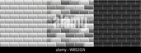 Noir et blanc de textures transparente de carreaux. Ensemble de mur briques gris vecteur Illustration de Vecteur