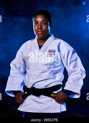 L'équipe Go Nekoda Smythe-Davis au cours de l'annonce de l'équipe des Championnats du monde de judo et médias journée au BJA Centre d'excellence, Walsall. Banque D'Images