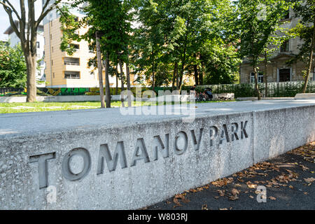 Ljubljana, Slovénie. Le 3 août 2019. Vue d'Tomanov Park dans le centre-ville Banque D'Images