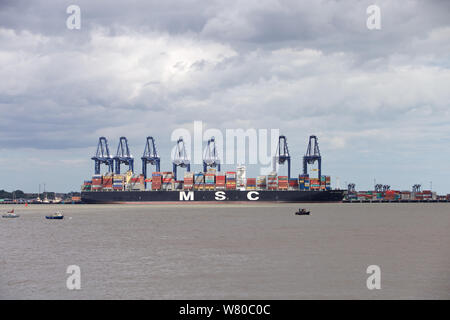 Container Ship docked at Trinity Terminal, Port de Felixstowe, Suffolk, UK Banque D'Images