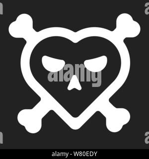 Vector illustration. L'amour tue. Pirate simple icône avec forme de coeur et d'os. Illustration de Vecteur