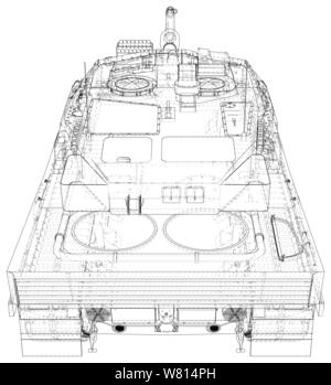 Char militaire - isolé sur fond blanc Illustration de Vecteur