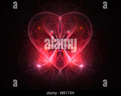 Fractal Art Fond - Neon coeur - le rendu 3D Banque D'Images