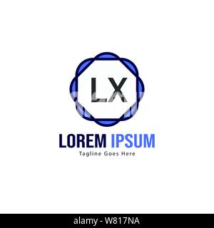 Logo LX initiale modèle avec cadre moderne. Lettre LX minimaliste design logo vector illustration Illustration de Vecteur