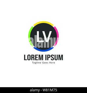 Modèle avec logo LV initiale du bâti moderne. Lettre LV minimaliste design logo vector illustration Illustration de Vecteur