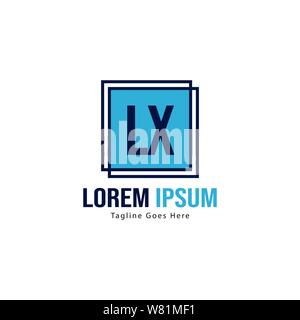 Logo LX initiale modèle avec cadre moderne. Lettre LX minimaliste design logo vector illustration Illustration de Vecteur