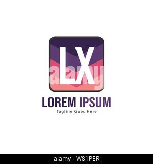 Logo LX initiale modèle avec cadre moderne. Lettre LX minimaliste design logo vector illustration Illustration de Vecteur