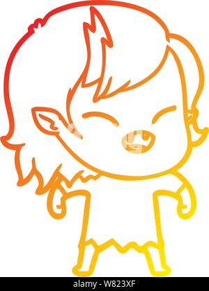 Ligne de gradient chaud dessin d'une caricature laughing vampire girl Illustration de Vecteur