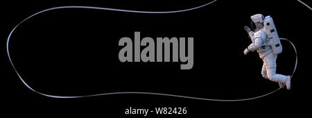 Avec la sécurité des astronautes, d'isolé sur fond noir Banque D'Images