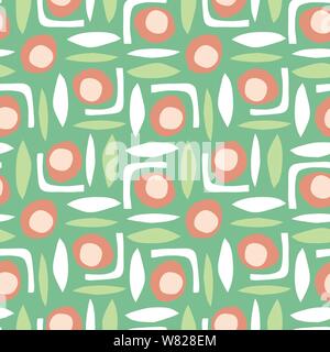 Formes abstraites retro seamless vector pattern paper cut out style collage vert blanc orange Illustration de Vecteur