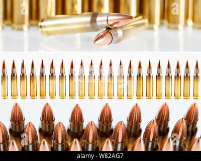 Munitions militaires ou de chasse. Collage de différents types d'armes à feu. Banque D'Images