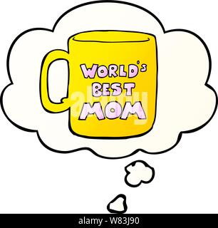 Meilleur des mondes maman mug avec bulle pensée en bon style de dégradé Illustration de Vecteur