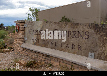 Panneau pour le parc national de Carlsbad Caverns au Nouveau Mexique Banque D'Images