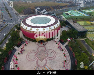 Vue aérienne de la Chine tambour, le centre des expositions de Shanghai Wanda Tourisme Culturel Ville, dans la ville de Hefei, Chine de l'est l'Anhui province, 17 Octobre 2016 Banque D'Images