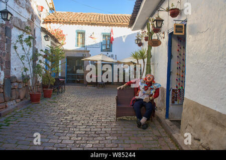 Des rues pavées du patrimoine mondial de l'UNESCO Ville de Cusco, Pérou Banque D'Images