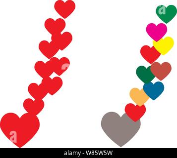 Cœurs icon set.Vector et télévision couleur style coeur. Illustration de Vecteur