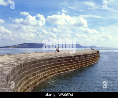 Le mur du port de Cobb, Lyme Regis, dans le Dorset, Angleterre, Royaume-Uni Banque D'Images