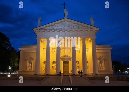 La cathédrale de Vilnius dans la nuit Banque D'Images