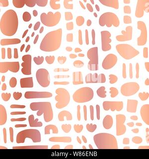 Formes abstraites d'aluminium rose vecteur seamless pattern paper cut out style collage. Arrière-plan de feuille de cuivre Illustration de Vecteur