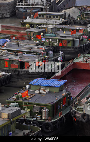 Scène de la vie de la communauté en barge canal Beijing, Shanghai, Chine Banque D'Images