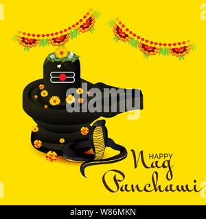 Vector illustration d'une bannière pour Nag Panchami avec texte Hindi. Banque D'Images