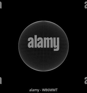 Fil blanc Domaine du bâti isolé sur fond noir, carré, illustration numérique 3D Rendering Banque D'Images