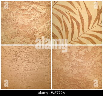 Ensemble de textures en stuc décoratif beige Banque D'Images