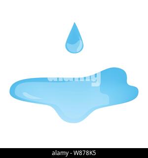Goutte d'eau bleu et de déversement dans l'eau. Goutte d'eau isolée vecteur. Goutte d'eau isolé sur fond blanc. Illustration de Vecteur