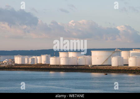 L'entreposage de conteneurs au port de Le Havre, Normandie, France Banque D'Images