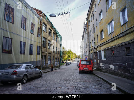 Vyborg, Russie - 6 Oct, 2016. Old street à l'automne à Vyborg, Russie. A 174km au nord-ouest de Vyborg de Saint-Pétersbourg et à seulement 30 km de la frontière finlandaise Banque D'Images