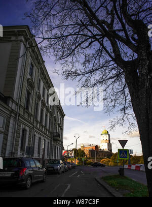 Vyborg, Russie - 6 Oct, 2016. Rue de Vyborg, Russie. Vyborg est à la tête de la baie de Vyborg du golfe de Finlande, à 113 km au nord-ouest de Saint Peters Banque D'Images