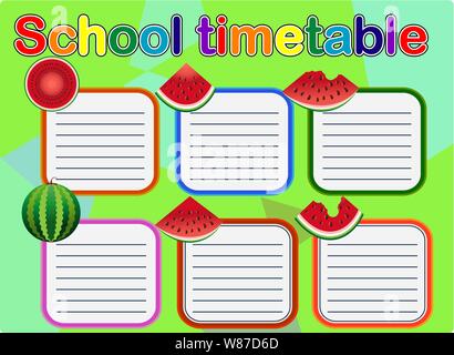 L'école modèle de calendrier pour les étudiants ou les élèves avec des jours de semaine et espaces libres pour des notes. Illustration de Vecteur