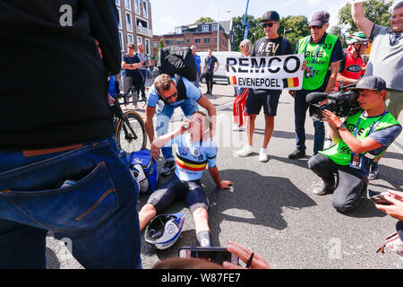 Alkmaar, Pays-Bas. Le 08 août, 2019. ALKMAAR, 08-08-2019, le centre-ville d'Alkmaar, championnat d'Europe à vélo, cycliste Evenepoel Remco après le jeu UFC vélo championnats européens. Credit : Pro Shots/Alamy Live News Banque D'Images