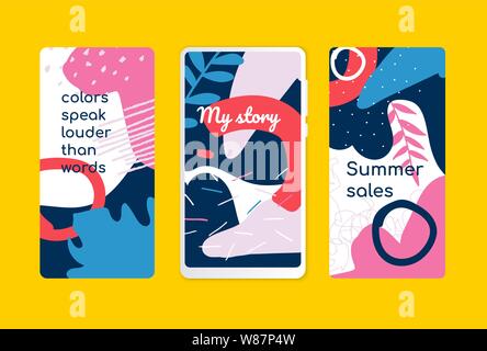 Pop art écran mobile templates - ensemble de milieux vecteurs Illustration de Vecteur