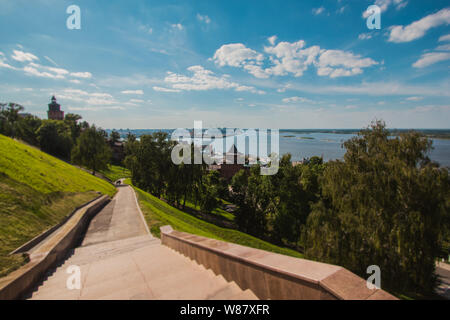 La Volga dans la région de Nizhny Novgorod, Fédération de Russie Banque D'Images