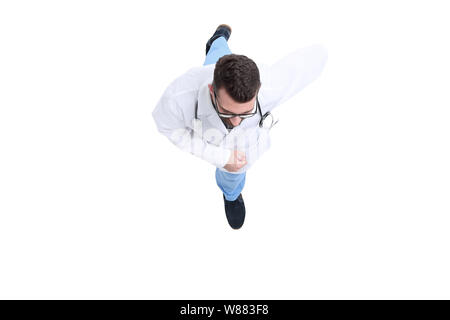 Vue d'en haut. L'homme médecin à l'avance soigneusement Banque D'Images