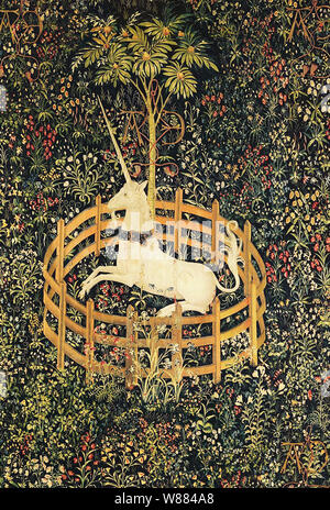 Unicorn Vintage art tapisserie médiévale Banque D'Images