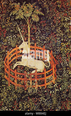 Unicorn Vintage art tapisserie médiévale Banque D'Images