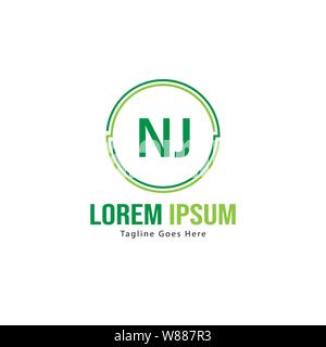 Logo NJ initiale modèle avec cadre moderne. Lettre NJ minimaliste design illustration vectorielle du logo Illustration de Vecteur