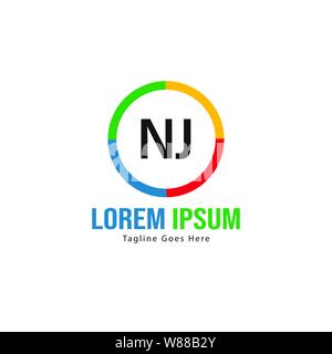 Logo NJ initiale modèle avec cadre moderne. Lettre NJ minimaliste design illustration vectorielle du logo Illustration de Vecteur