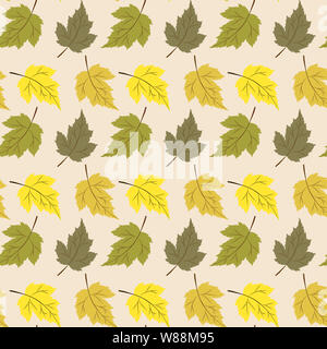 Les feuilles d'automne modèle sans couture sur tissu blanc à l'abricot - vecteur des collections de design textile Banque D'Images