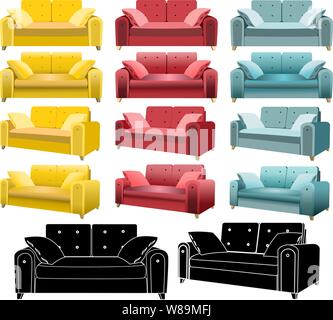 Un ensemble de canapés confortables avec différents tours Illustration de Vecteur